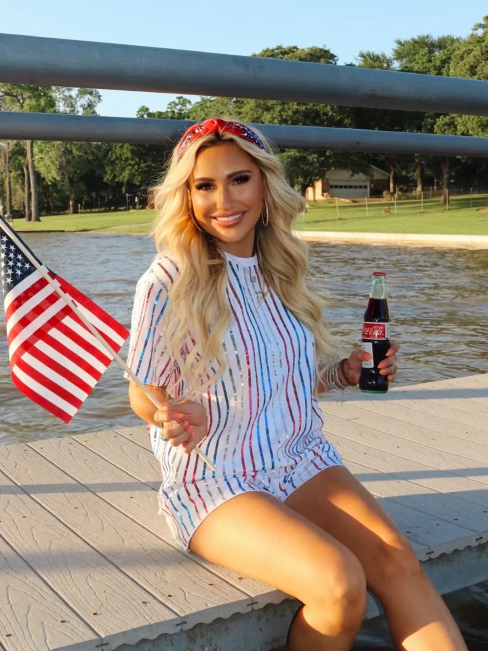red white and blue Sequin Short Set